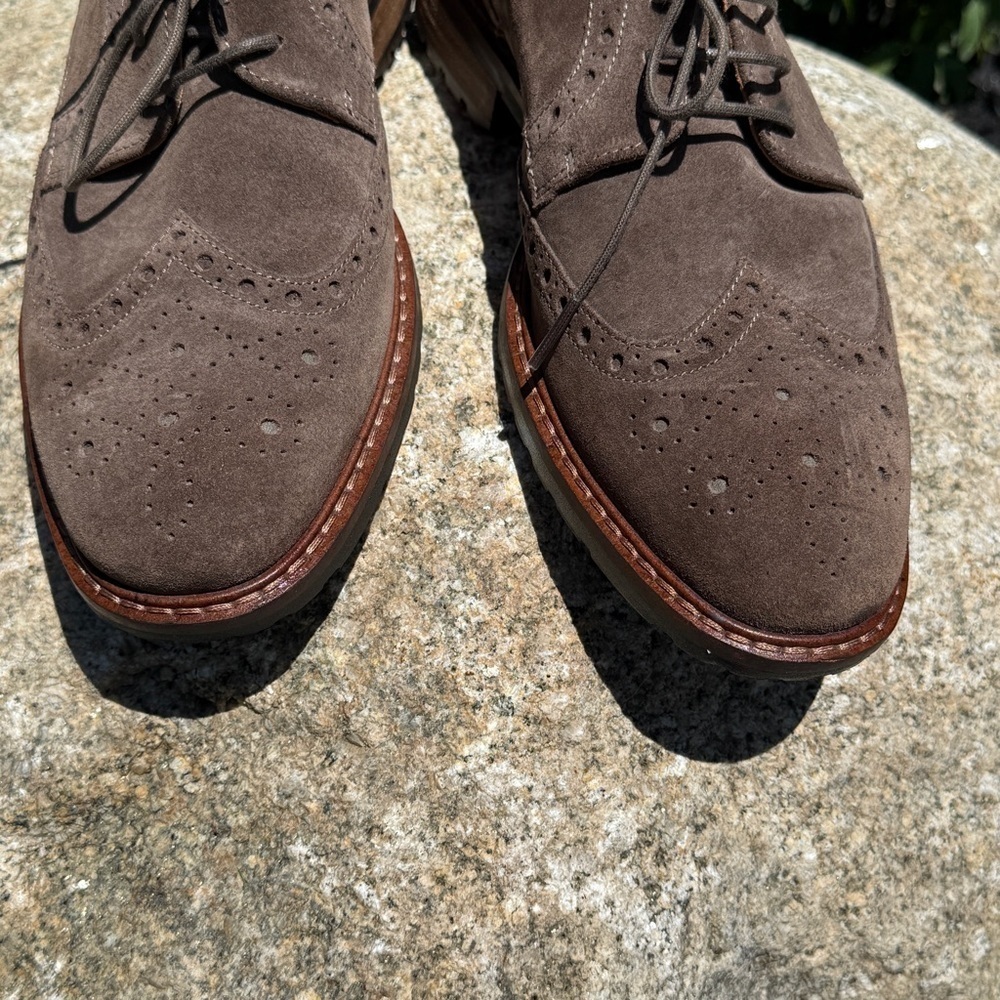 ECCO Vitrus Men's Wingtip Oxford Shoes Brown Suede Sz 9 Business Casual Office - Picture 5 of 9